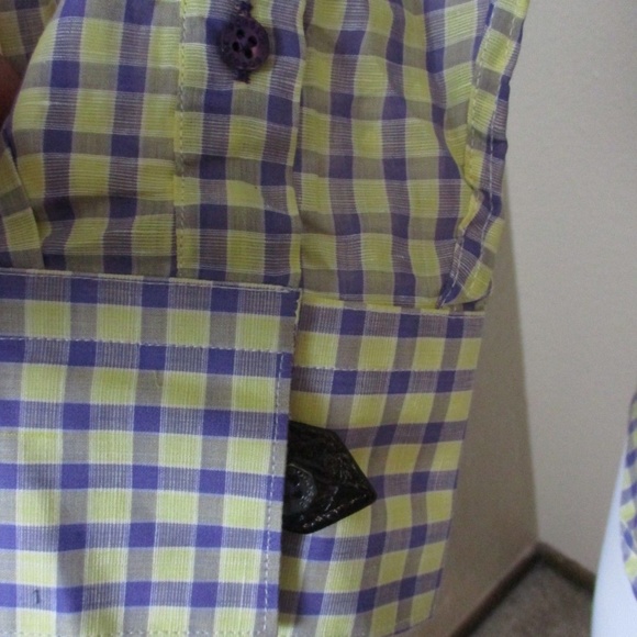 Bogosse Plaid Button Front Shirt Mens Medium New - Picture 4 of 7